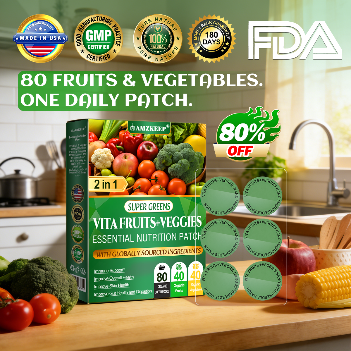 Parche de nutrición esencial de frutas y verduras Vita 𝐀𝐌𝐙𝐊𝐄𝐄𝐏®