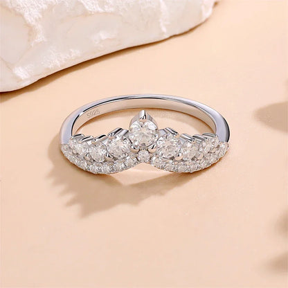 LinkerLove S925 Sterling Silver Rings D Color Moissanite Crown Wedding Bands Anniversary Gift Classic Trendy Engagement Jewelry