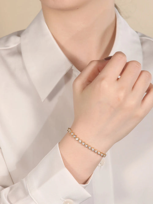 TYYL Vintage Glossy Diamond-shaped Cross Bracelet for Women Gold Plated Rhombus Zircon Quilted Surface Texture Bangle Jewelry